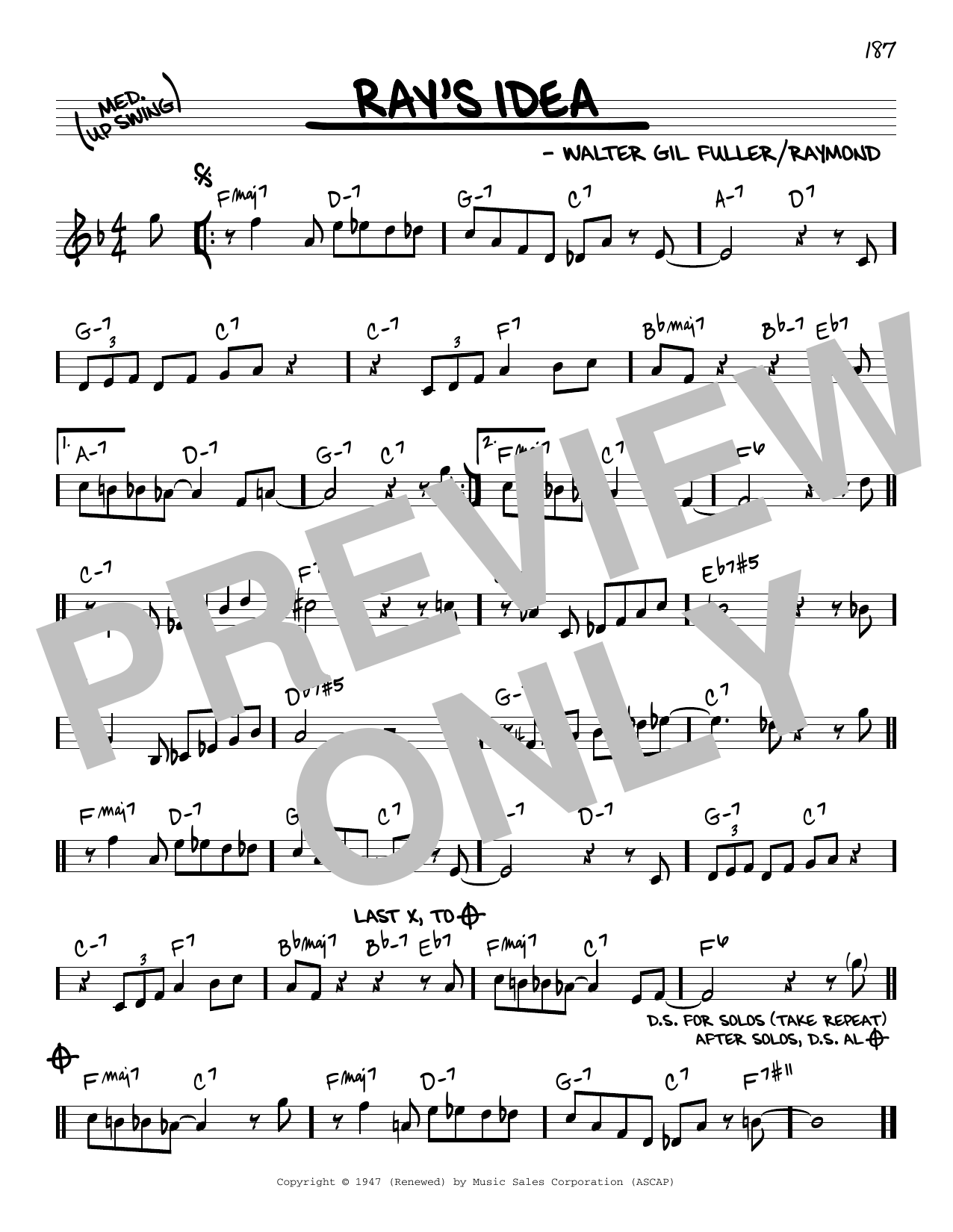 Download Dizzy Gillespie Ray's Idea Sheet Music and learn how to play Real Book – Melody & Chords PDF digital score in minutes