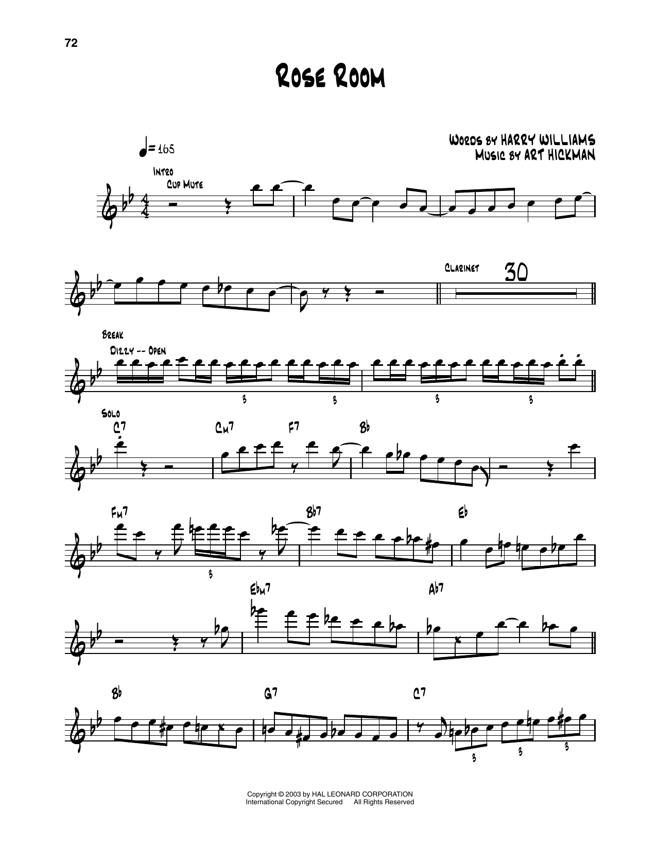 Download Dizzy Gillespie Rose Room Sheet Music and learn how to play Trumpet Transcription PDF digital score in minutes