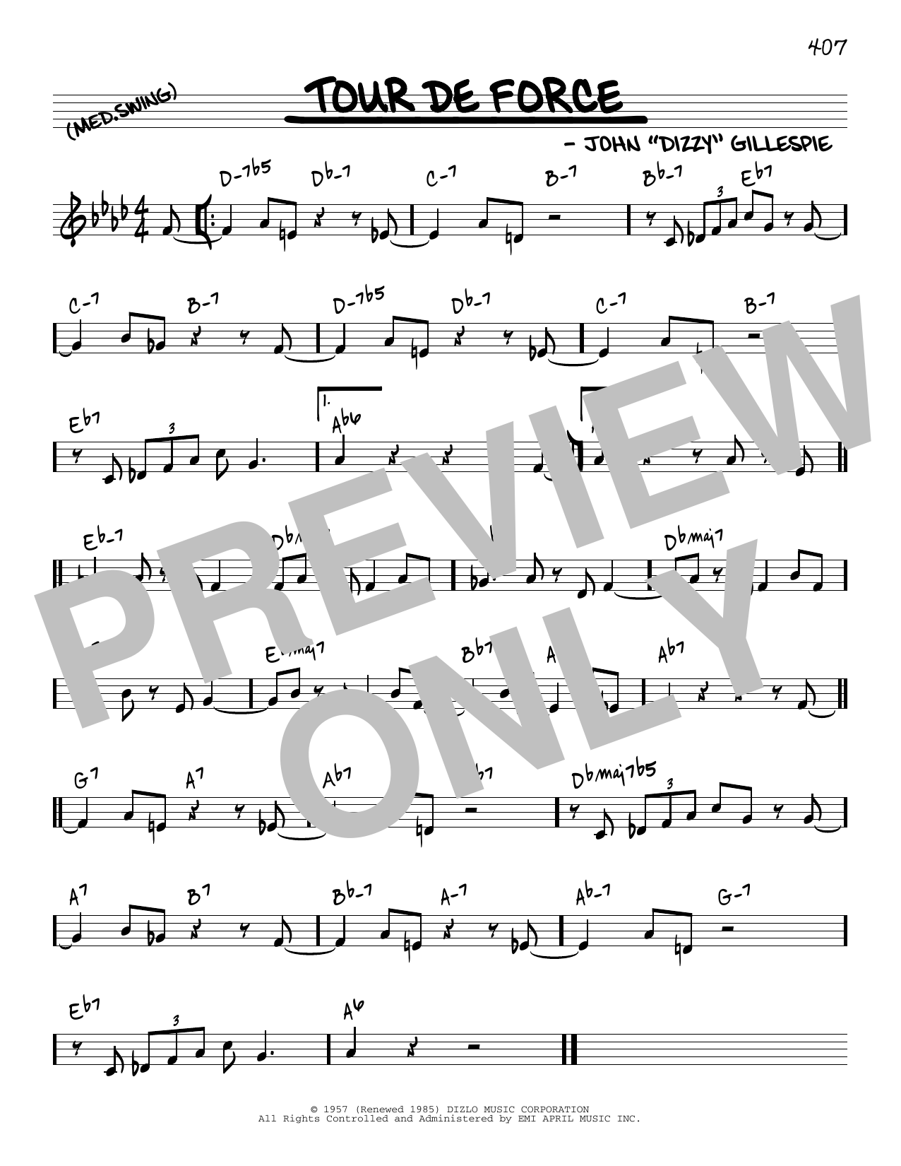 Download Dizzy Gillespie Tour De Force [Reharmonized version] (arr. Jack Grassel) Sheet Music and learn how to play Real Book – Melody & Chords PDF digital score in minutes