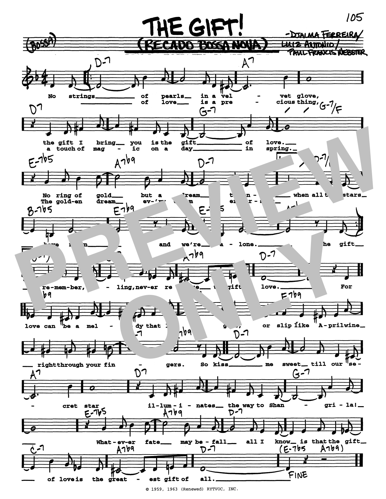 Download Djalma Ferreira The Gift! (Recado Bossa Nova) (Low Voice) Sheet Music and learn how to play Real Book – Melody, Lyrics & Chords PDF digital score in minutes