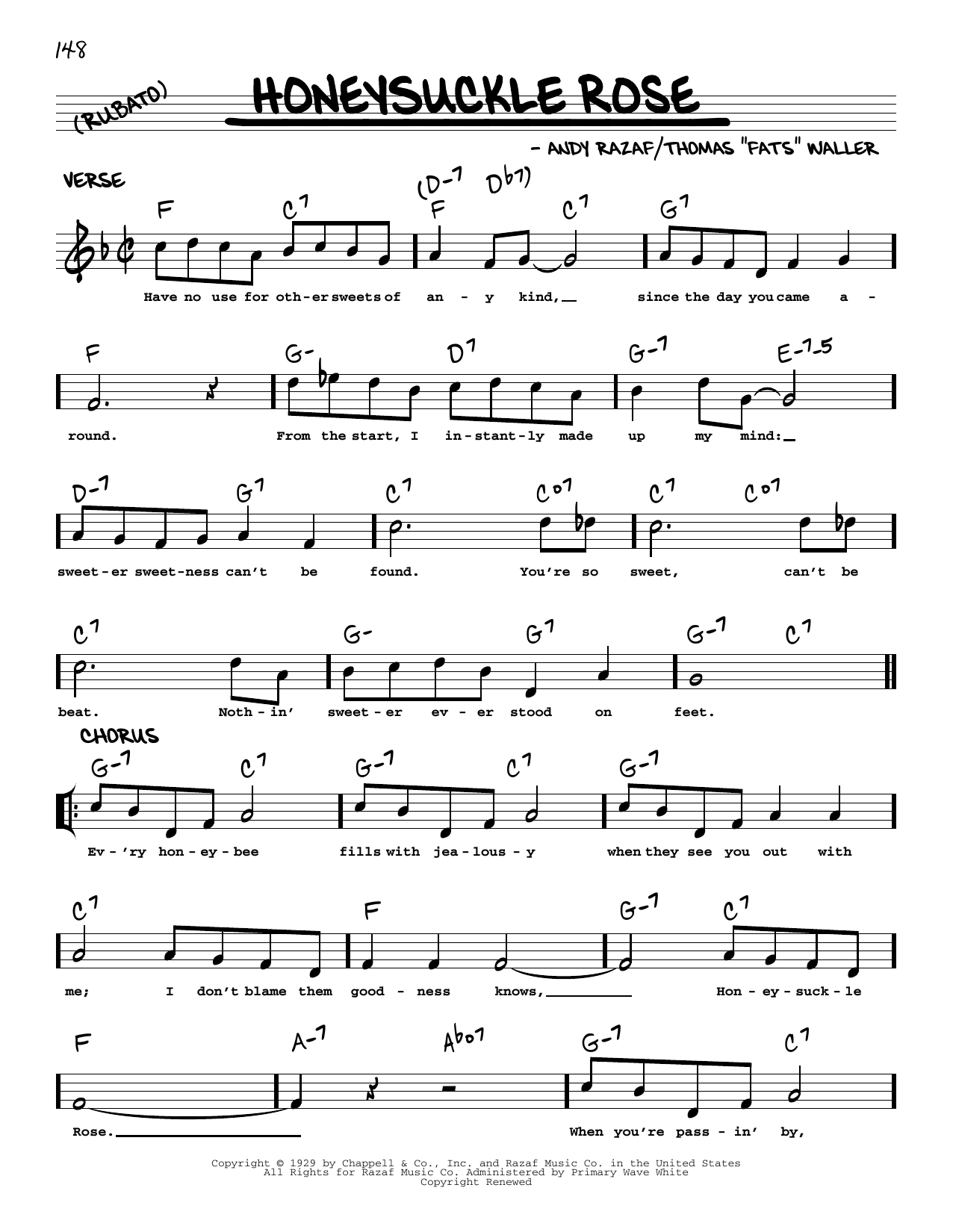 Download Django Reinhardt Honeysuckle Rose (arr. Robert Rawlins) Sheet Music and learn how to play Real Book – Melody, Lyrics & Chords PDF digital score in minutes