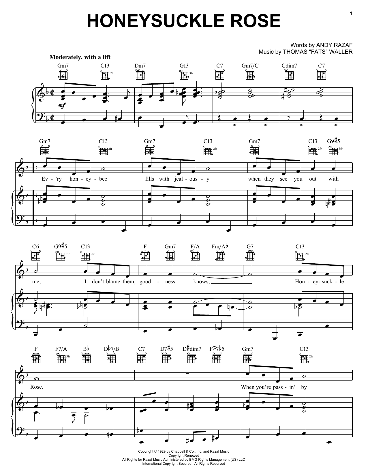 Download Django Reinhardt Honeysuckle Rose Sheet Music and learn how to play Real Book - Melody & Chords - C Instruments PDF digital score in minutes