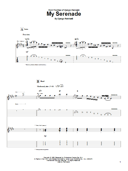 Download Django Reinhardt My Serenade Sheet Music and learn how to play Real Book – Melody & Chords PDF digital score in minutes