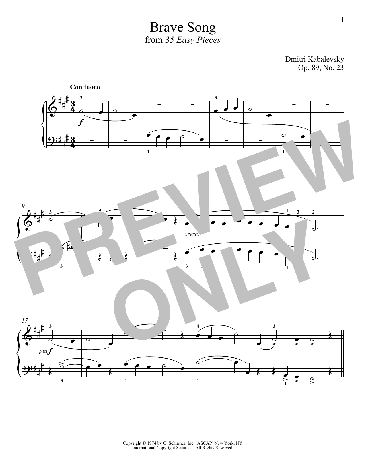 Download Dmitri Kabalevsky Brave Song Sheet Music and learn how to play Piano PDF digital score in minutes