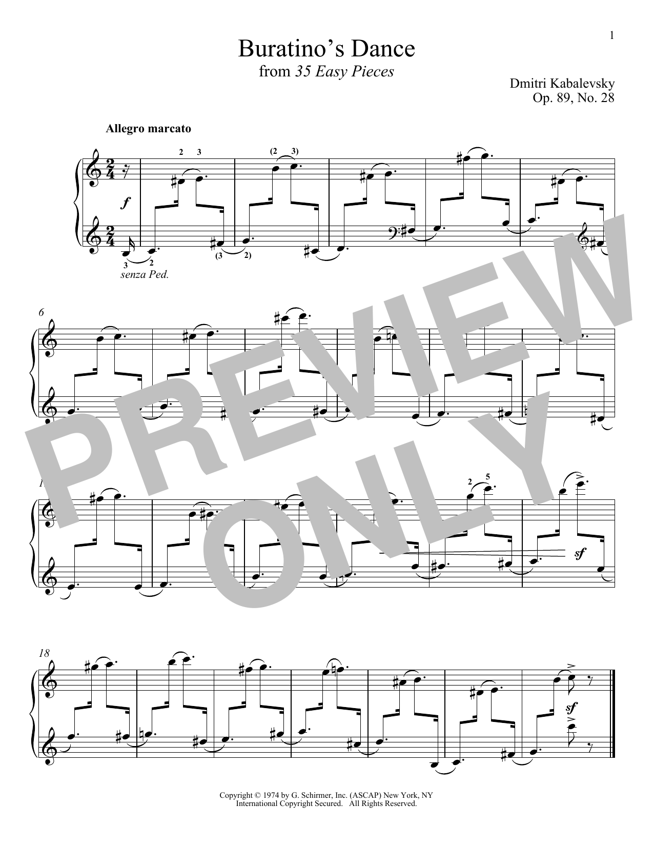 Download Dmitri Kabalevsky Buratino's Dance Sheet Music and learn how to play Piano PDF digital score in minutes