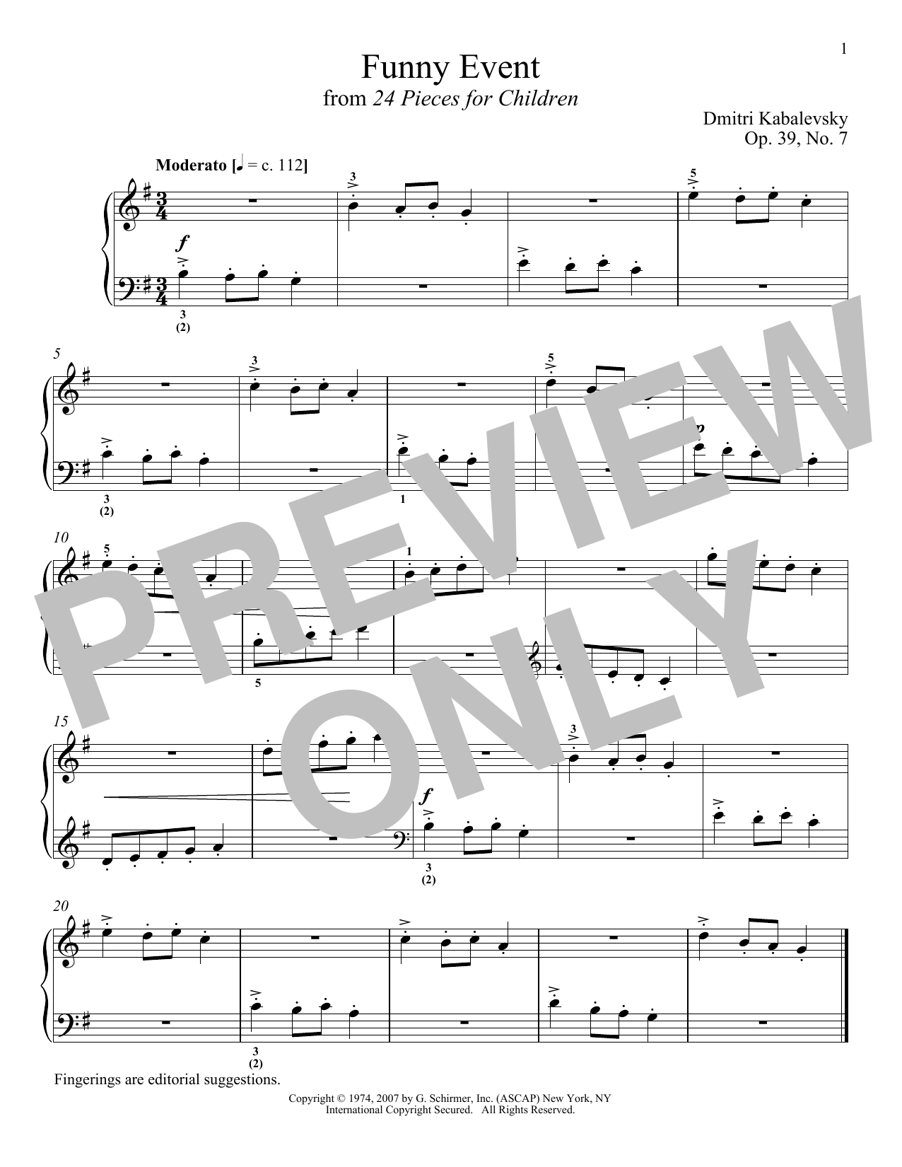 Download Dmitri Kabalevsky Funny Event, Op. 39, No. 7 Sheet Music and learn how to play Piano PDF digital score in minutes