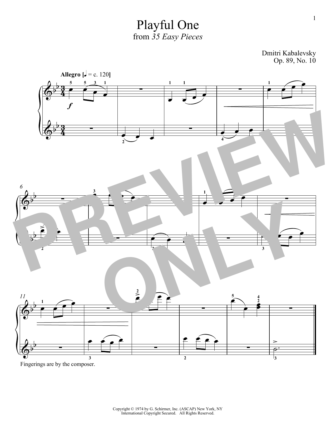 Download Dmitri Kabalevsky Playful One, Op. 89, No. 10 Sheet Music and learn how to play Piano PDF digital score in minutes