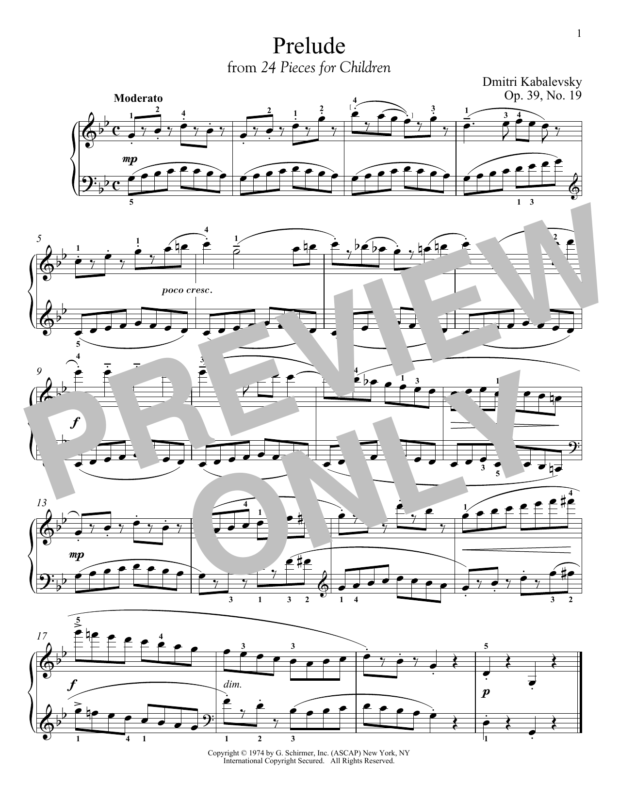 Download Dmitri Kabalevsky Prelude, Op. 39, No. 19 Sheet Music and learn how to play Piano PDF digital score in minutes