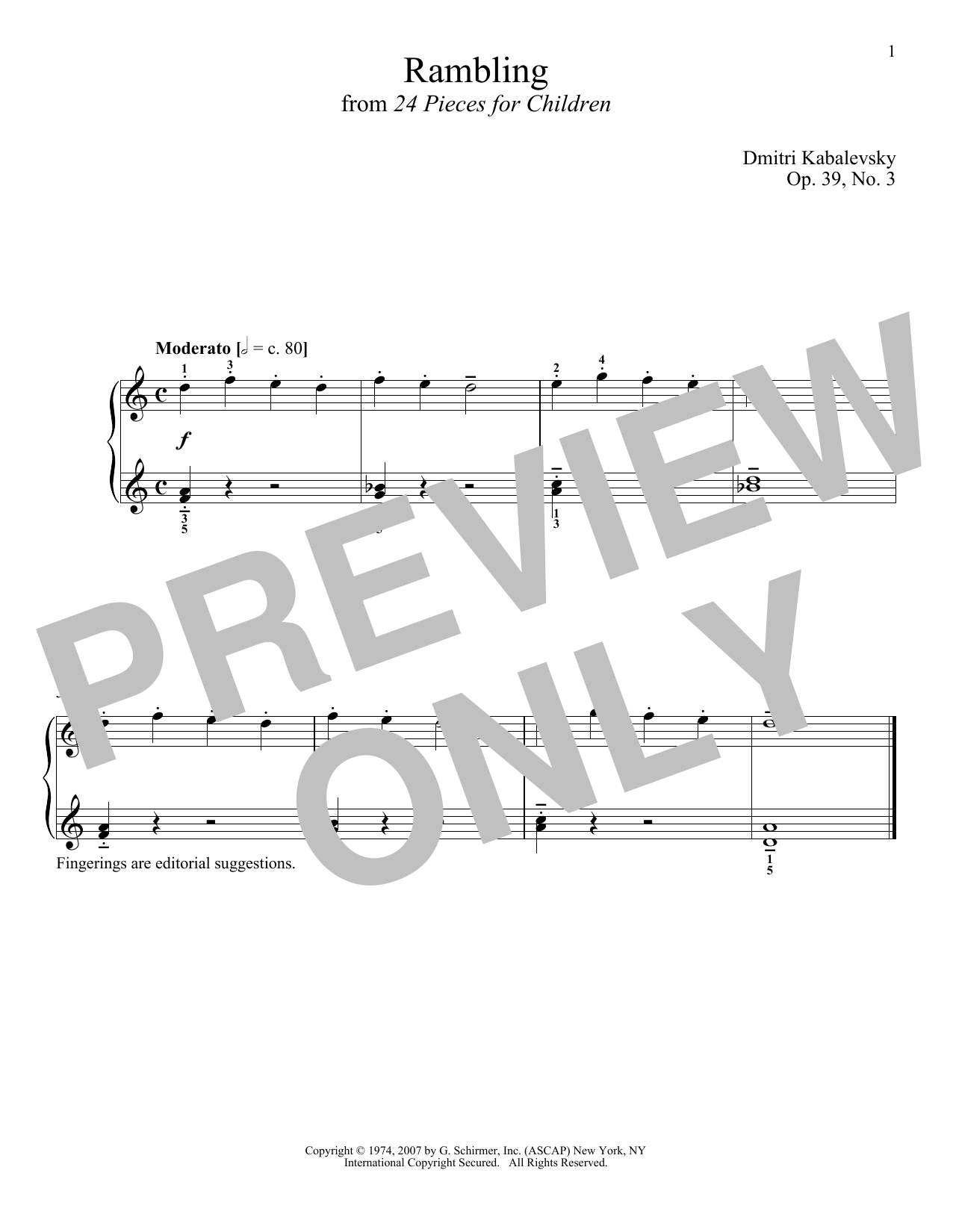Download Dmitri Kabalevsky Rambling, Op. 39, No. 3 Sheet Music and learn how to play Piano PDF digital score in minutes
