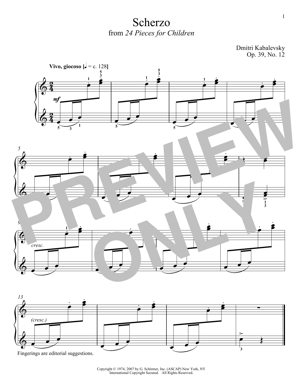 Download Dmitri Kabalevsky Scherzo, Op. 39, No. 12 Sheet Music and learn how to play Piano PDF digital score in minutes