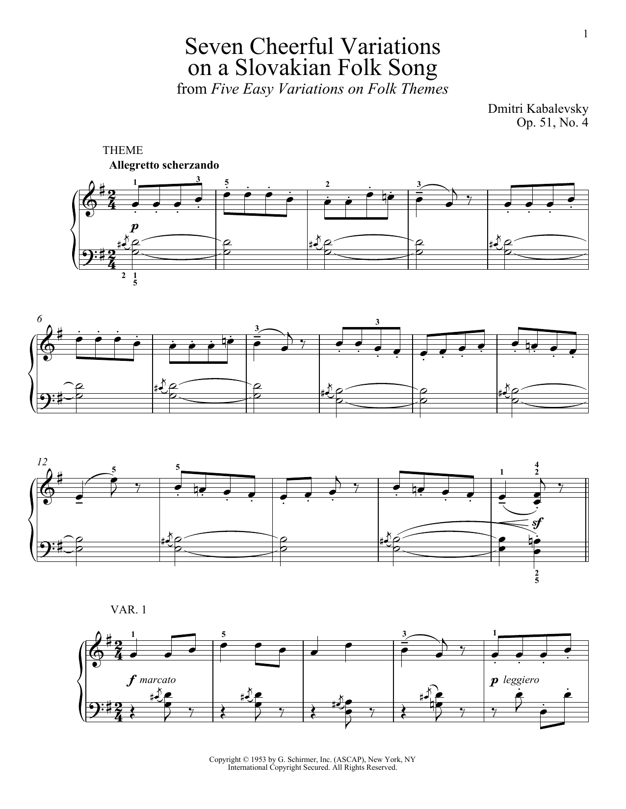 Download Dmitri Kabalevsky Seven Cheerful Variations On A Slovakian Folk Song, Op. 51, No. 4 Sheet Music and learn how to play Piano PDF digital score in minutes