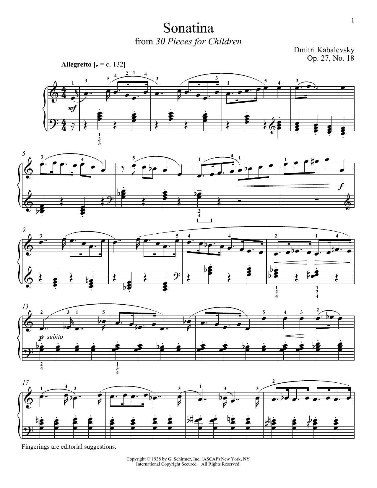Download Dmitry Kabalevsky Sonatina Sheet Music and learn how to play Piano PDF digital score in minutes