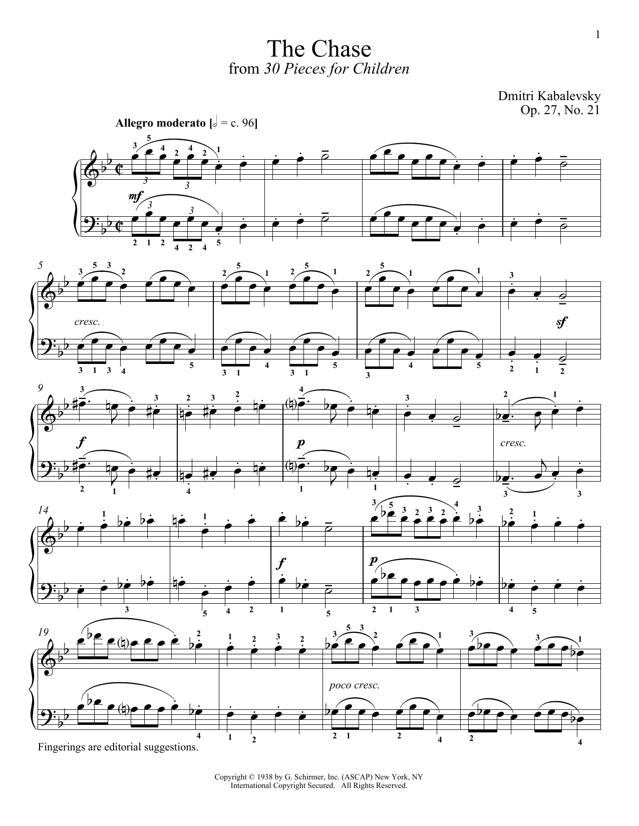Download Dmitry Kabalevsky The Chase Sheet Music and learn how to play Piano PDF digital score in minutes