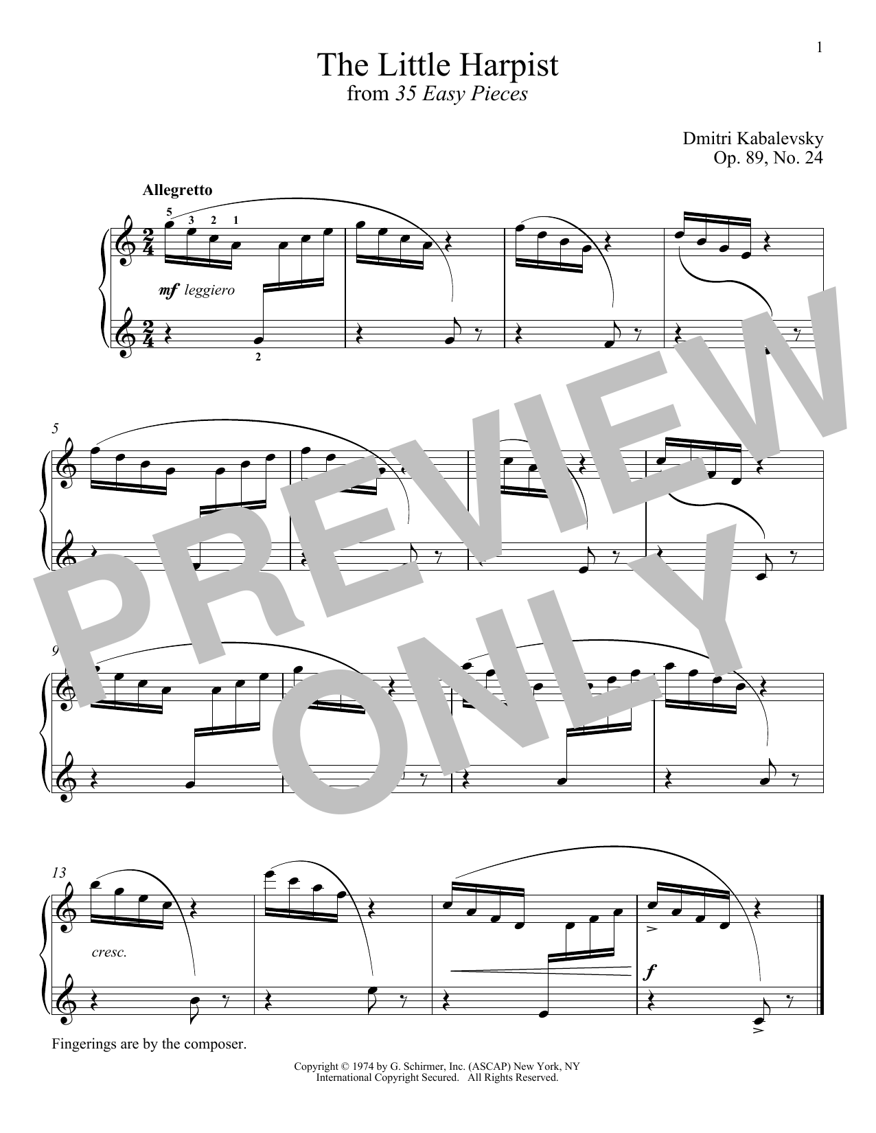 Download Dmitri Kabalevsky The Little Harpist, Op. 89, No. 24 Sheet Music and learn how to play Piano PDF digital score in minutes
