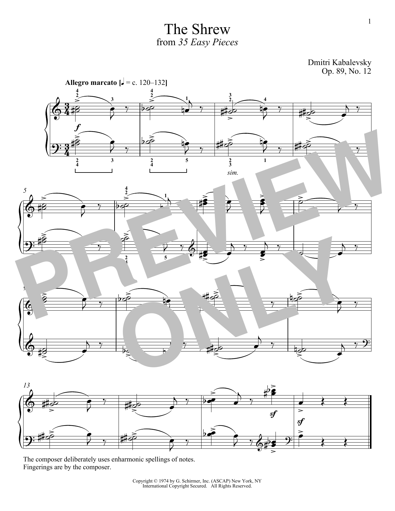 Download Dmitri Kabalevsky The Shrew, Op. 89, No. 12 Sheet Music and learn how to play Piano PDF digital score in minutes