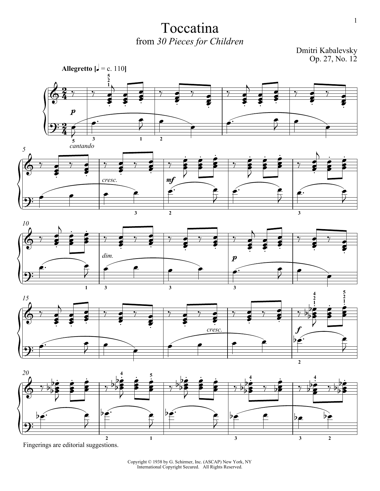 Download Dmitry Kabalevsky Toccatina Sheet Music and learn how to play Piano PDF digital score in minutes