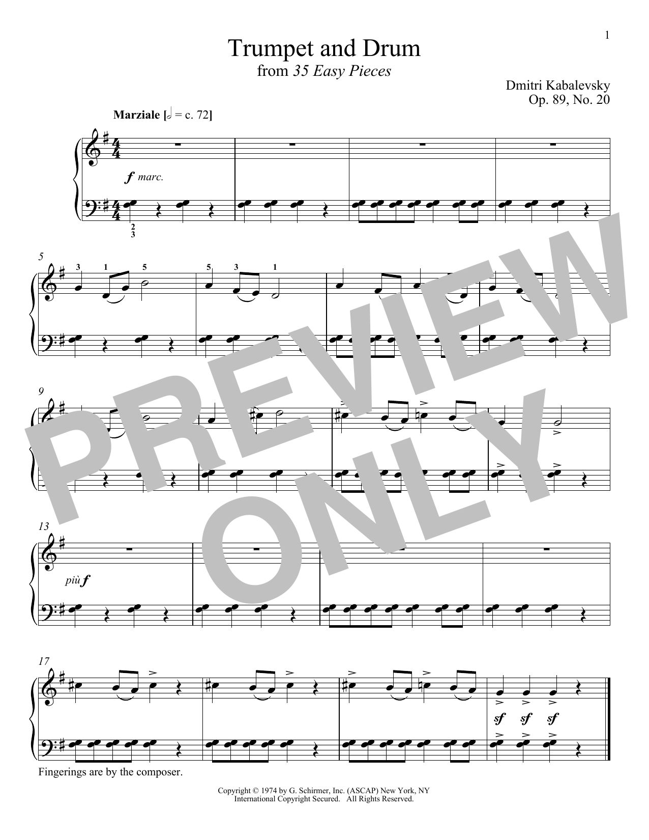 Download Dmitri Kabalevsky Trumpet And Drum, Op. 89, No. 20 Sheet Music and learn how to play Piano PDF digital score in minutes