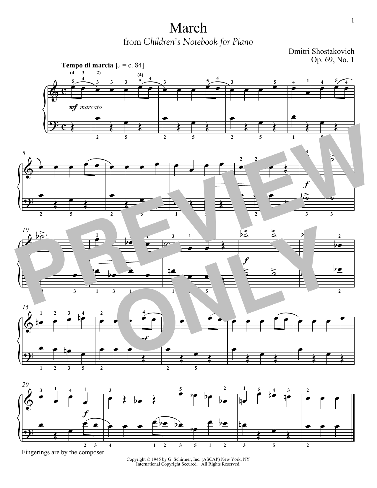 Download Dmitri Shostakovich March, Op. 69, No. 1 Sheet Music and learn how to play Piano PDF digital score in minutes