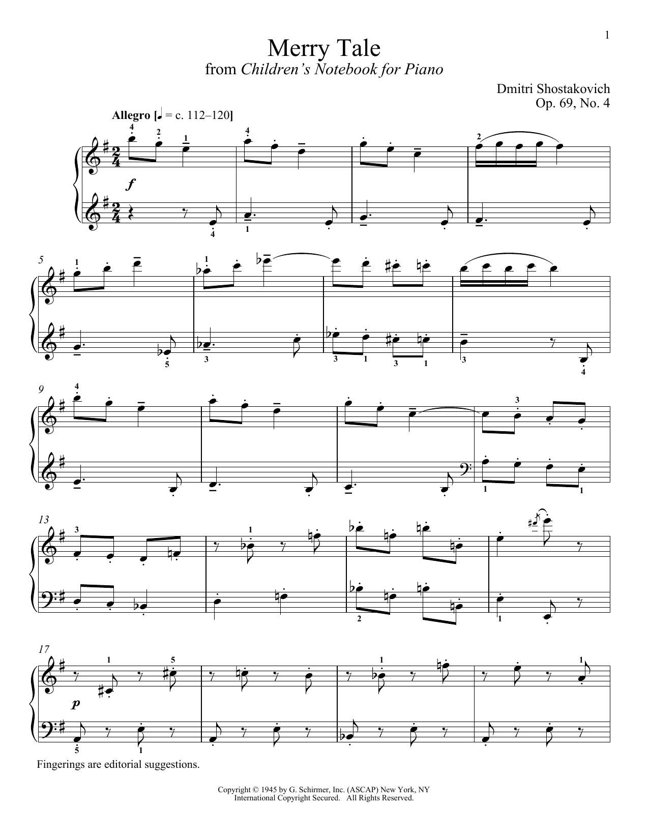 Download Dmitri Shostakovich Merry Tale Sheet Music and learn how to play Piano PDF digital score in minutes