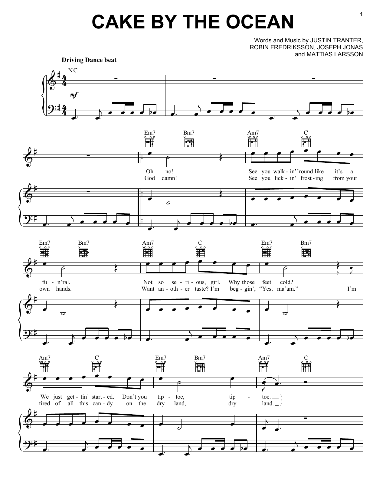 Download DNCE Cake By The Ocean Sheet Music and learn how to play Bass Guitar Tab PDF digital score in minutes