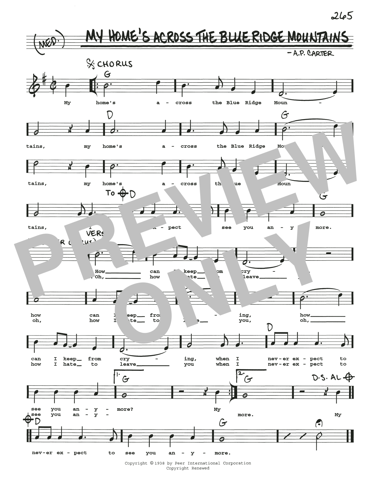 Download Doc Watson My Home's Across The Blue Ridge Mountains Sheet Music and learn how to play Real Book – Melody, Lyrics & Chords PDF digital score in minutes