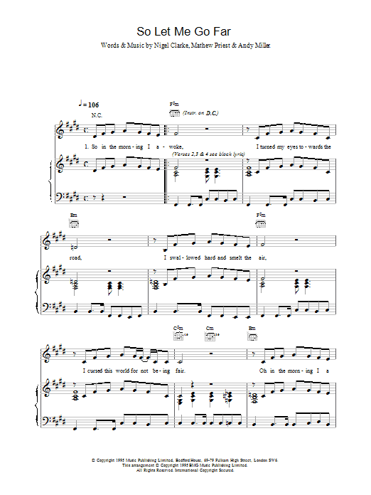 Download Dodgy So Let Me Go Far Sheet Music and learn how to play Piano, Vocal & Guitar (Right-Hand Melody) PDF digital score in minutes