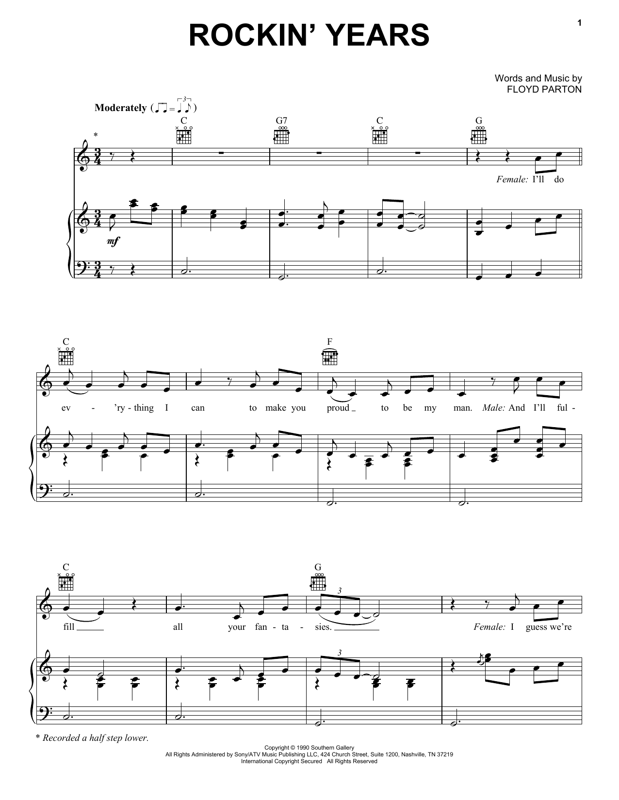 Download Dolly Parton & Ricky Van Shelton Rockin' Years Sheet Music and learn how to play Piano, Vocal & Guitar Chords (Right-Hand Melody) PDF digital score in minutes