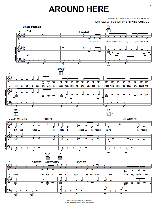 Download Dolly Parton Around Here Sheet Music and learn how to play Piano, Vocal & Guitar (Right-Hand Melody) PDF digital score in minutes