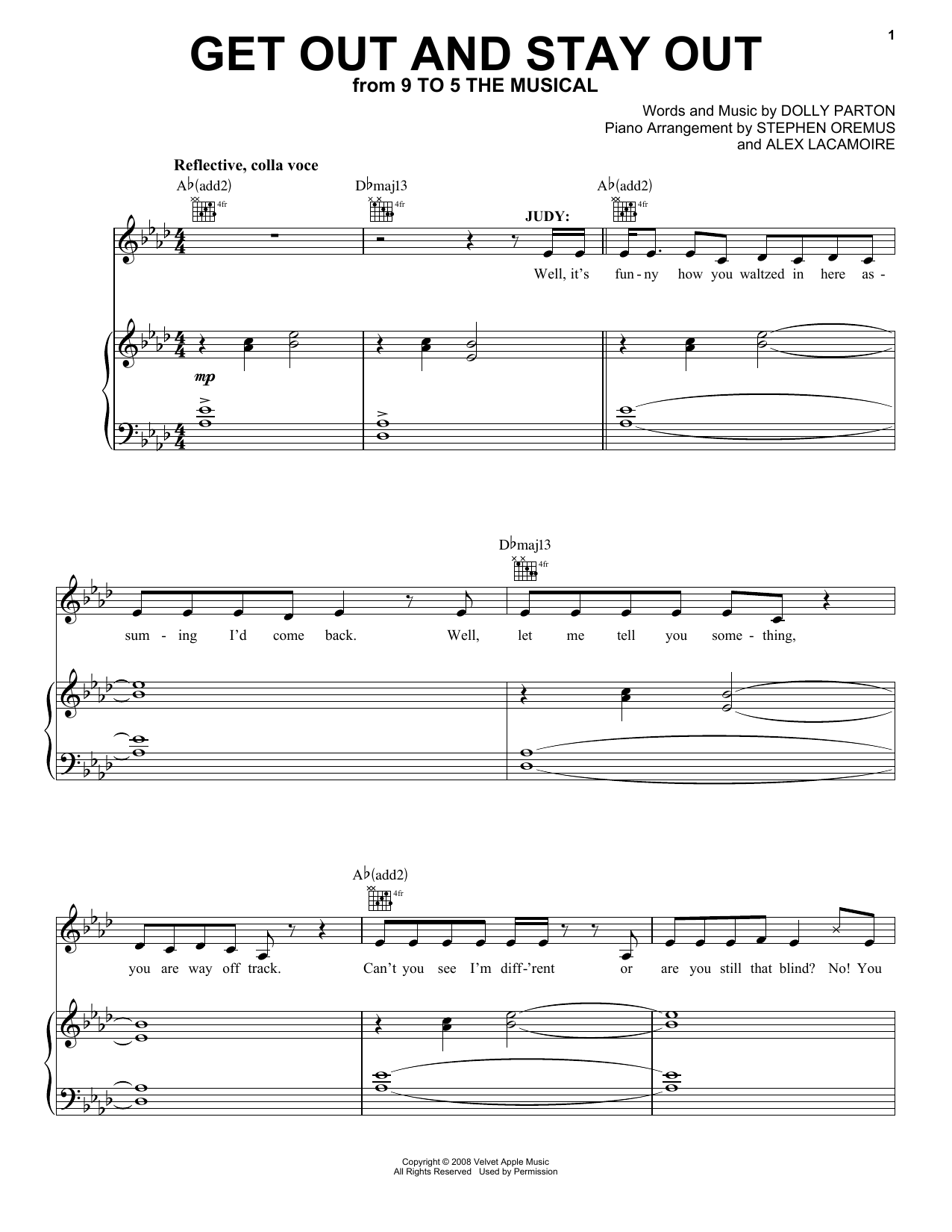 Download Dolly Parton Get Out And Stay Out Sheet Music and learn how to play Piano, Vocal & Guitar (Right-Hand Melody) PDF digital score in minutes
