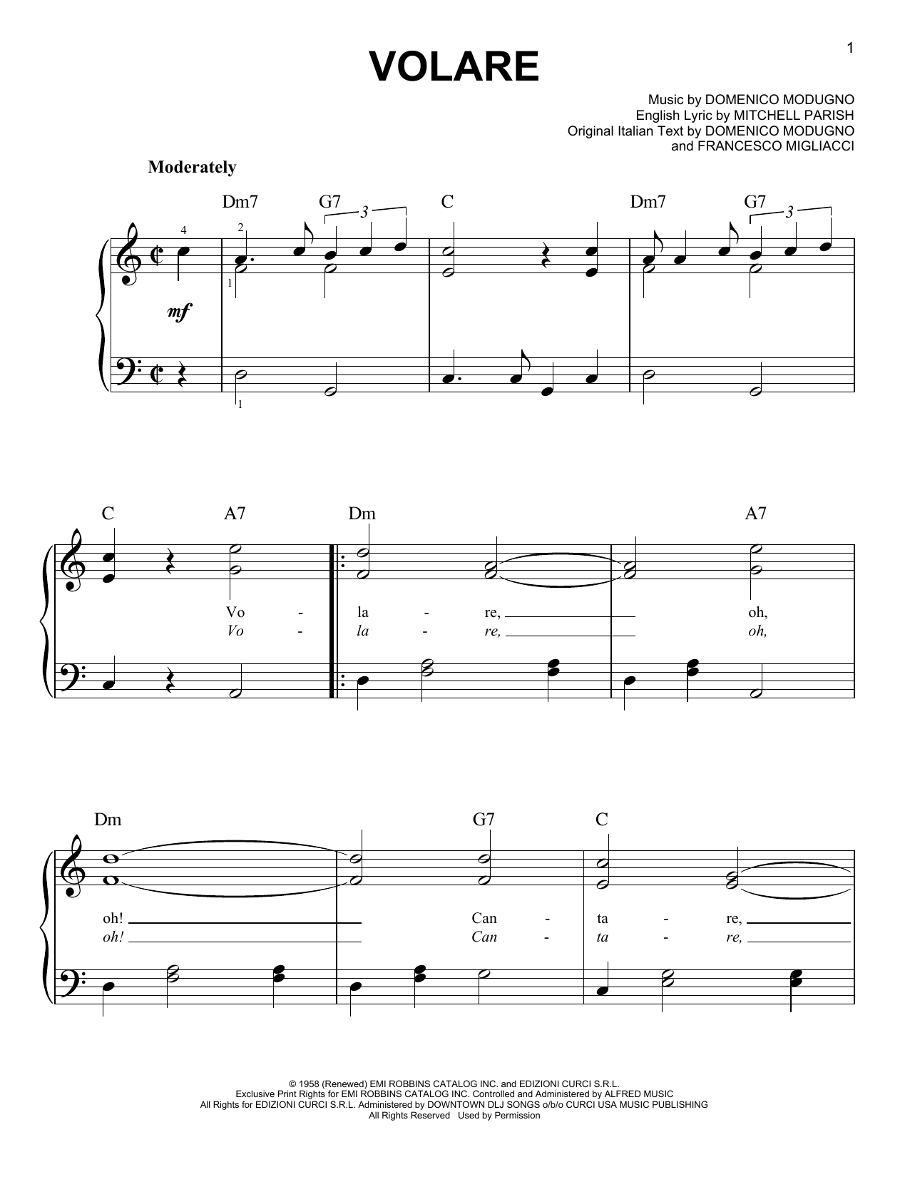 Download Domenico Modugno Volare Sheet Music and learn how to play Easy Guitar Tab PDF digital score in minutes