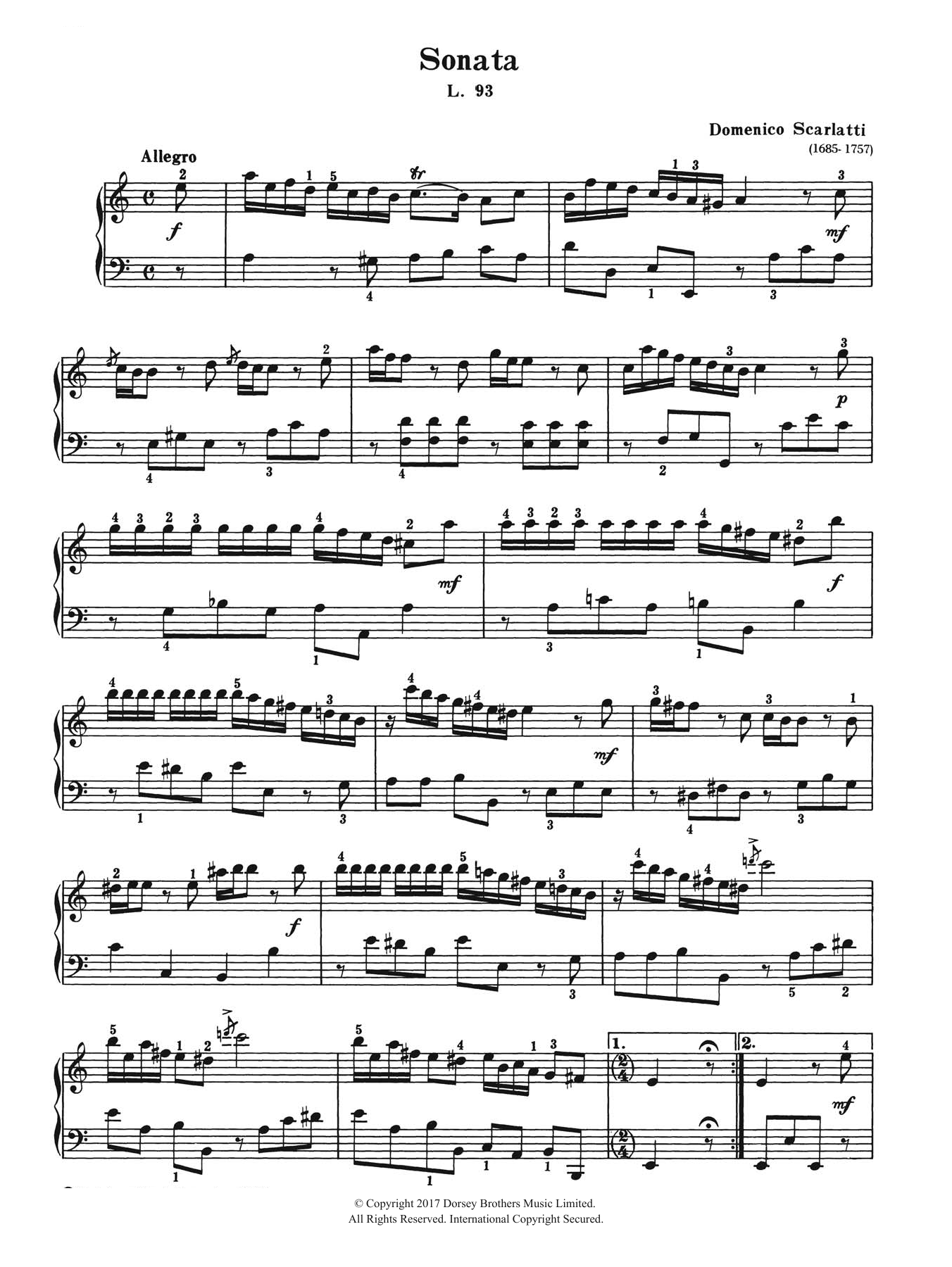 Download Domenico Scarlatti Sonata In A Minor L. 93 Sheet Music and learn how to play Piano PDF digital score in minutes