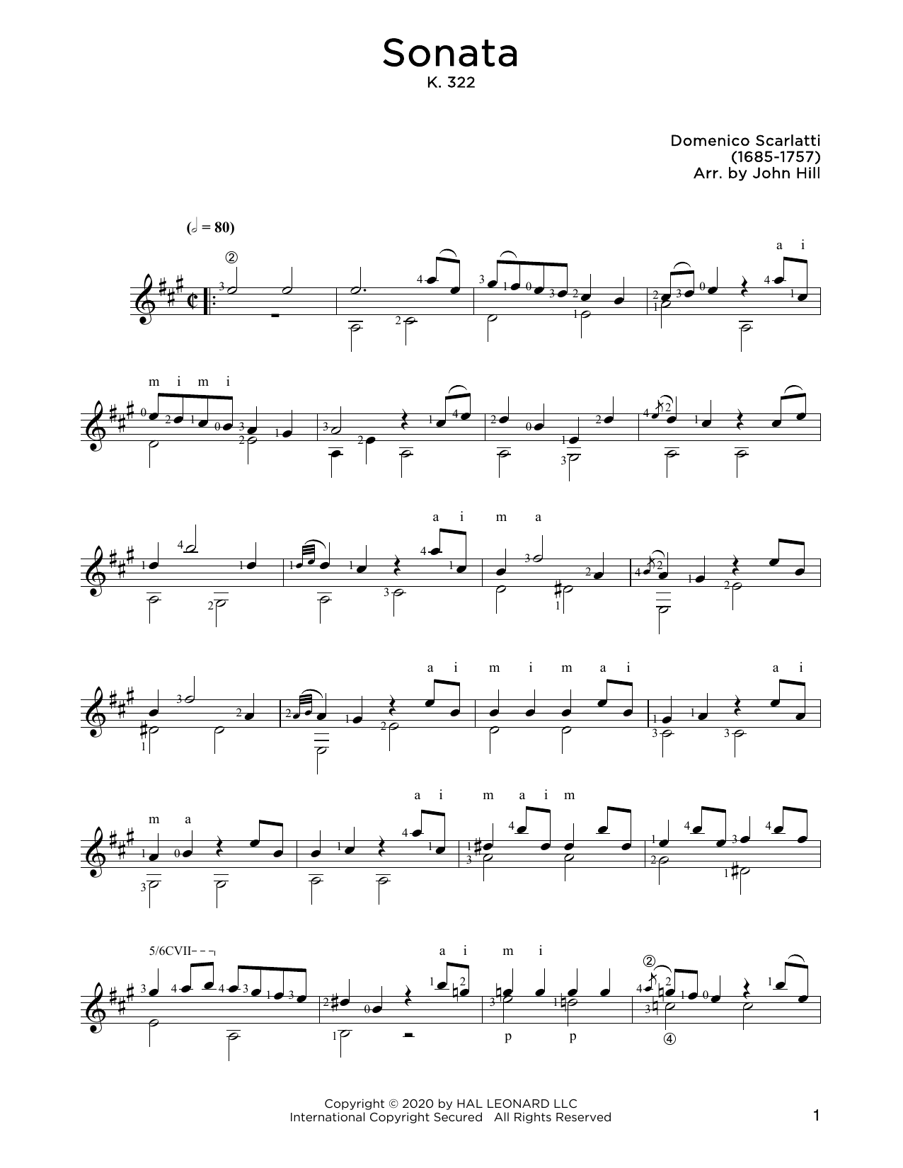 Download Domenico Scarlatti Sonata In A Sheet Music and learn how to play Solo Guitar PDF digital score in minutes