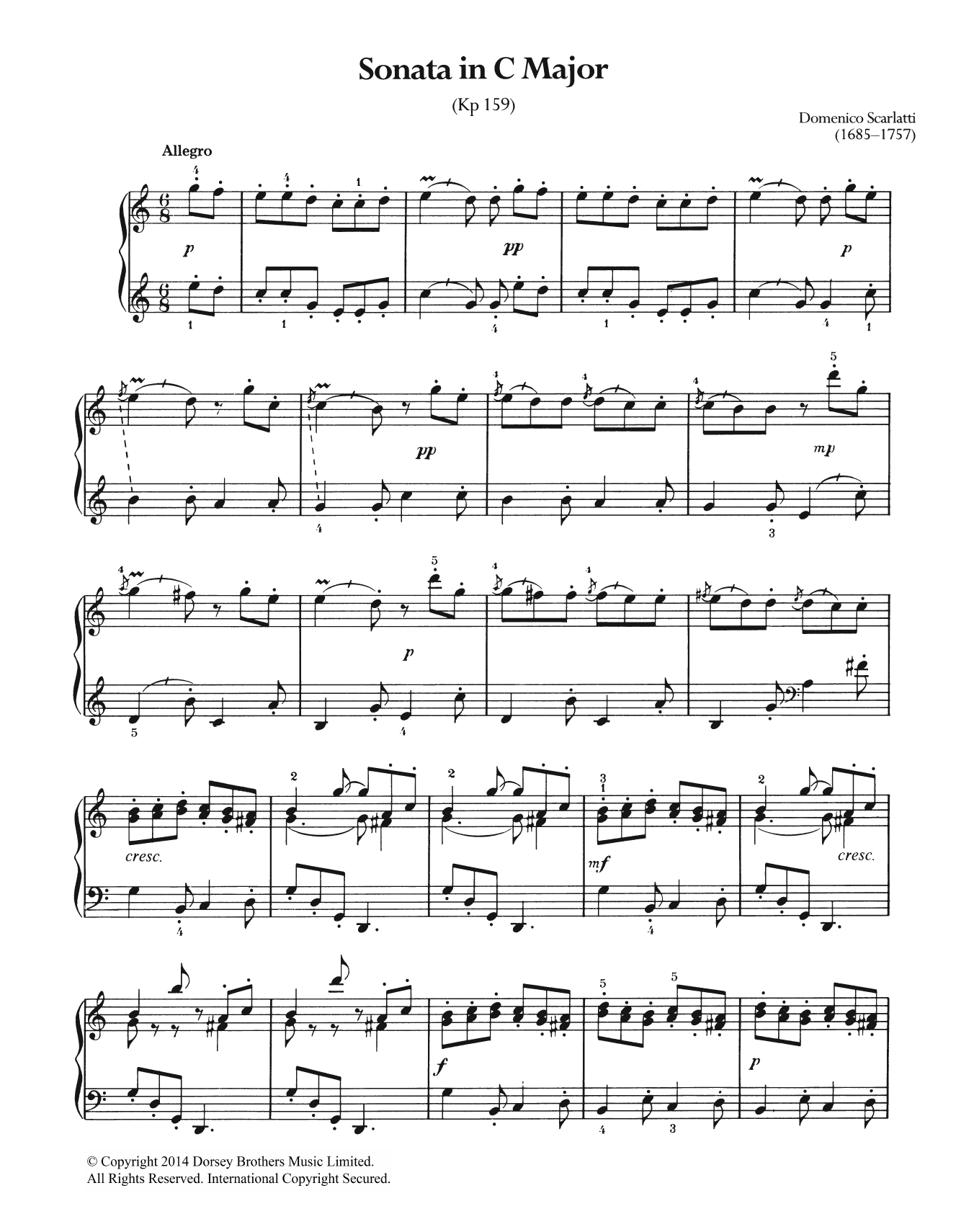 Download Domenico Scarlatti Sonata In C Major, K.159 Sheet Music and learn how to play Piano PDF digital score in minutes