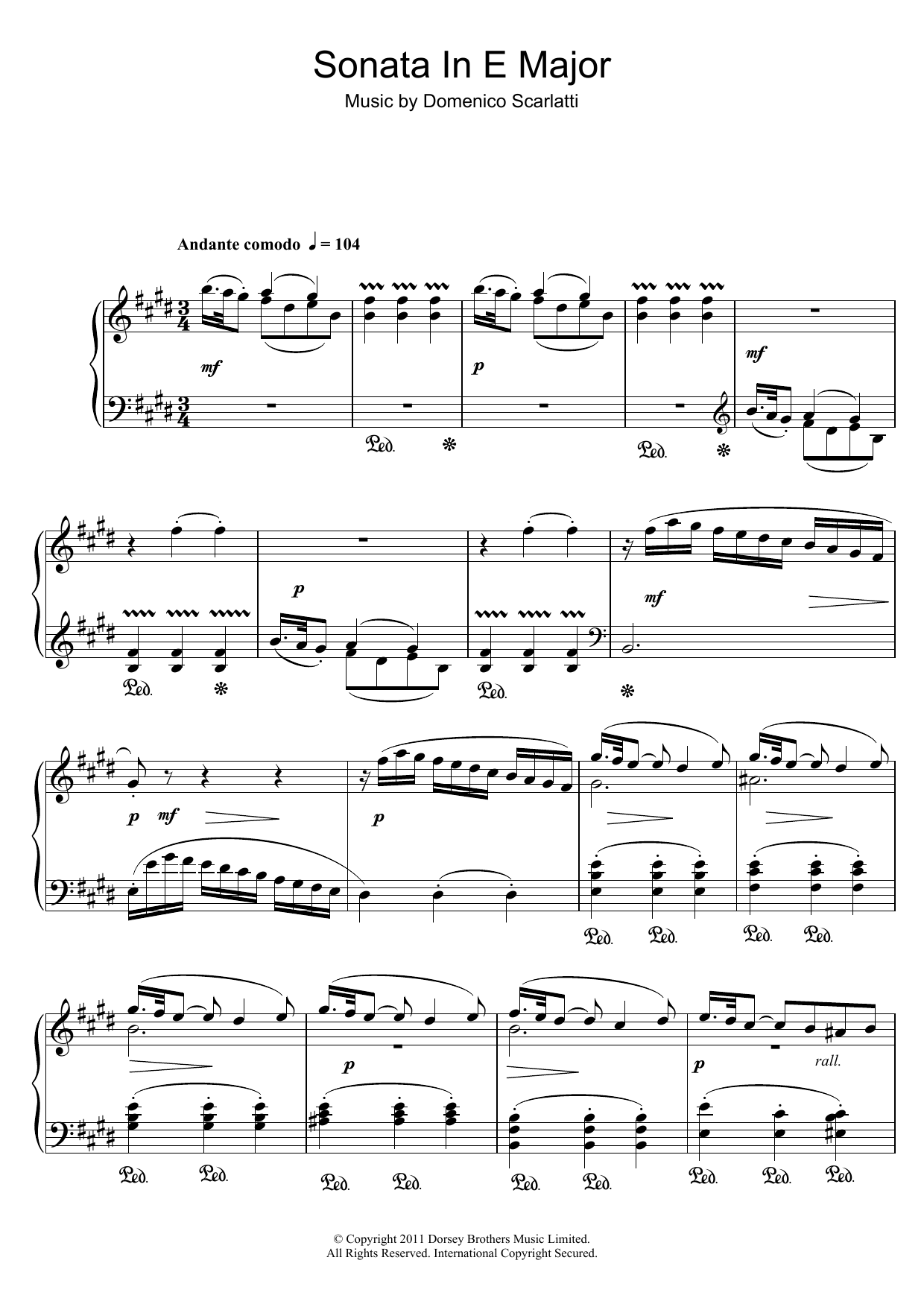Download Domenico Scarlatti Sonata In E Major Sheet Music and learn how to play Piano PDF digital score in minutes