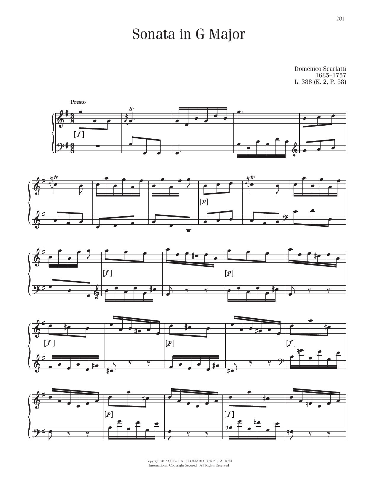 Download Domenico Scarlatti Sonata In G Major, K. 2 Sheet Music and learn how to play Piano Solo PDF digital score in minutes