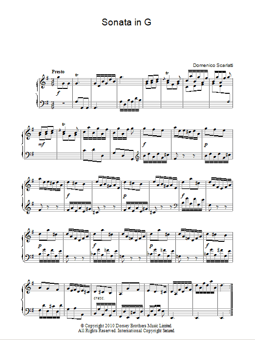 Download Domenico Scarlatti Sonata In G Major Sheet Music and learn how to play Piano PDF digital score in minutes