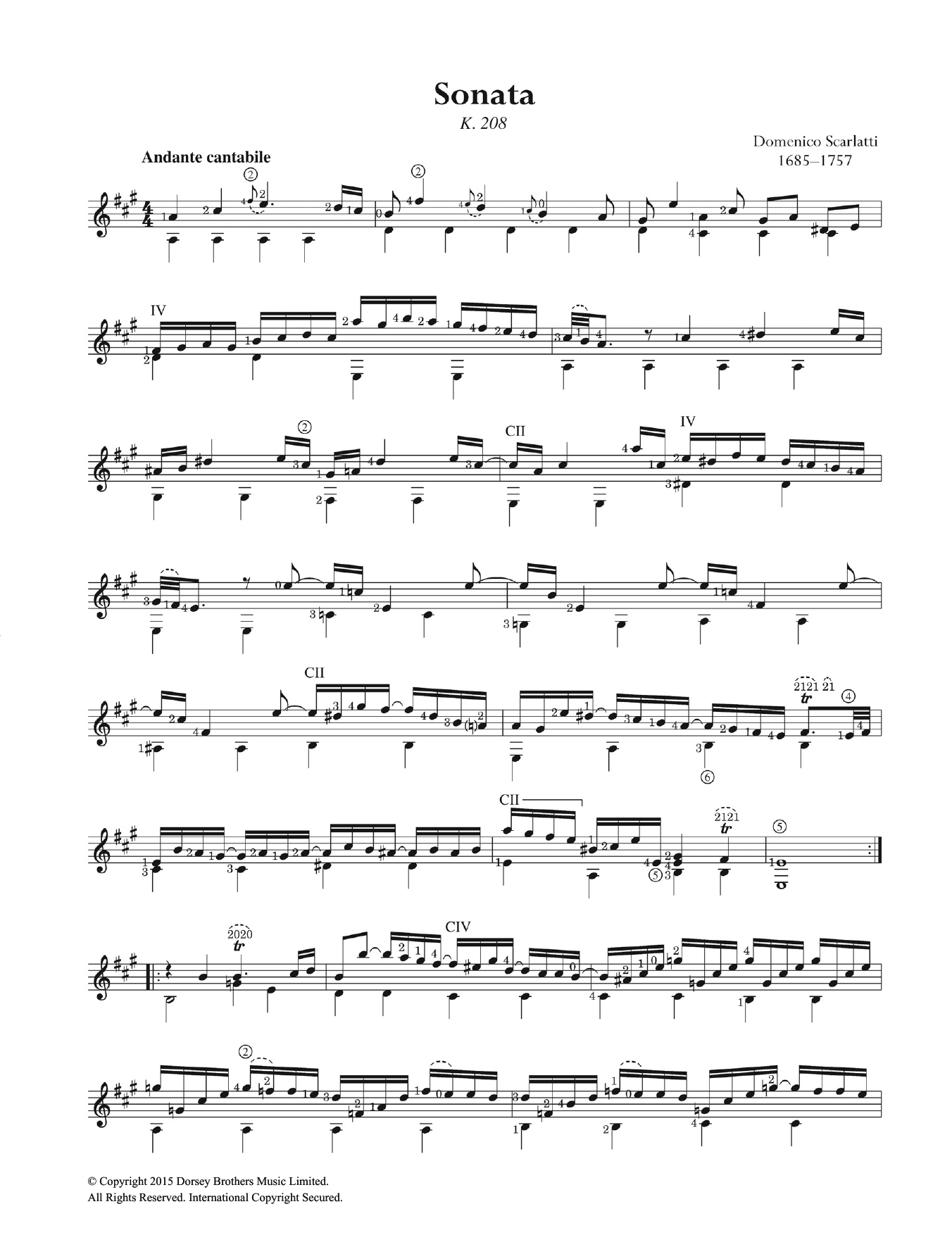 Download Domenico Scarlatti Sonata K.208 Sheet Music and learn how to play Guitar PDF digital score in minutes