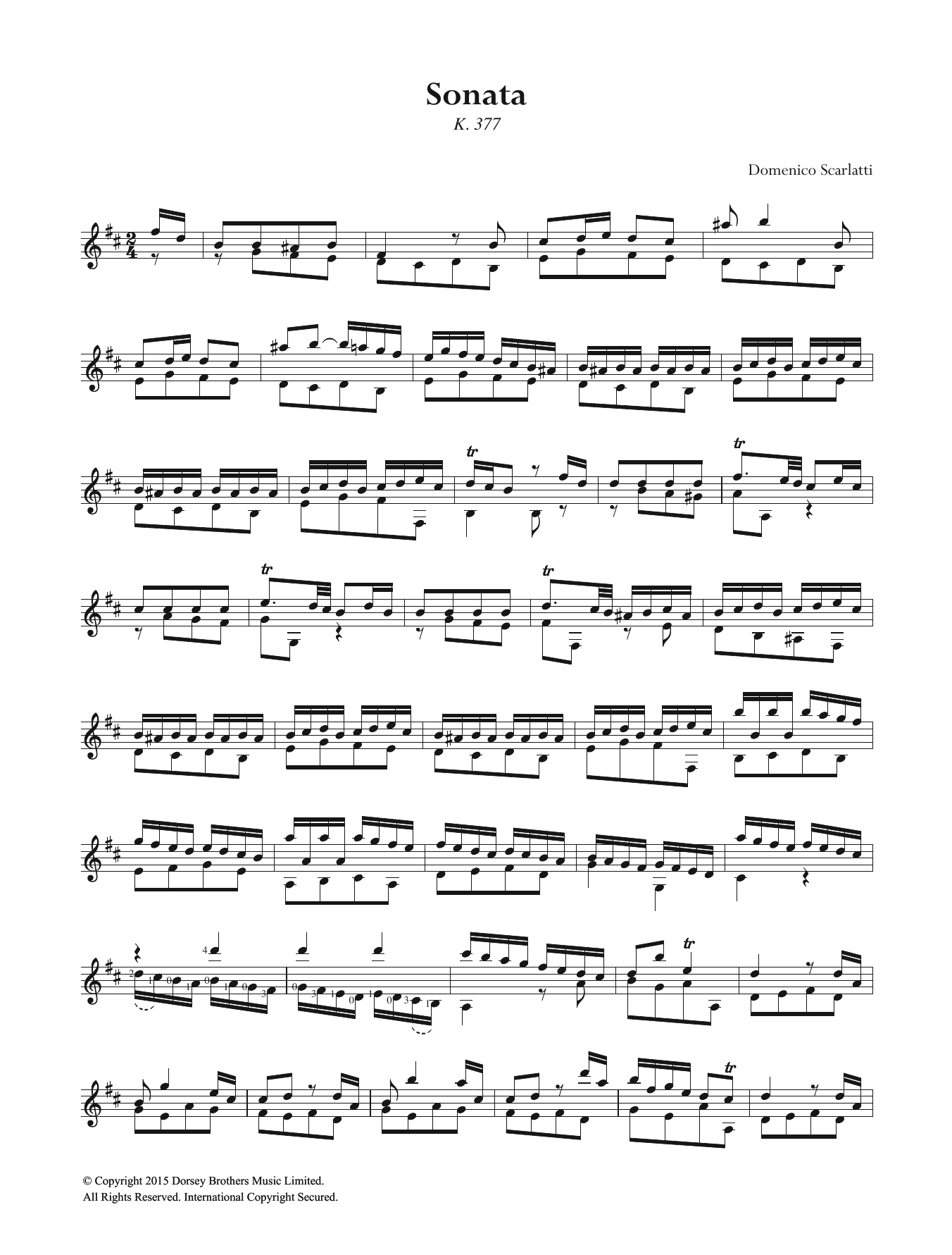 Download Domenico Scarlatti Sonata K.377 Sheet Music and learn how to play Guitar PDF digital score in minutes