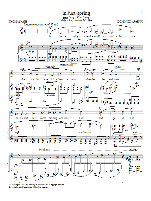 Download Dominick Argento in Just-spring Sheet Music and learn how to play Piano PDF digital score in minutes