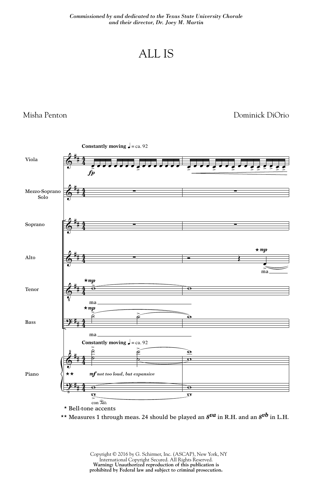Download Dominick DiOrio All Is Sheet Music and learn how to play SATB PDF digital score in minutes