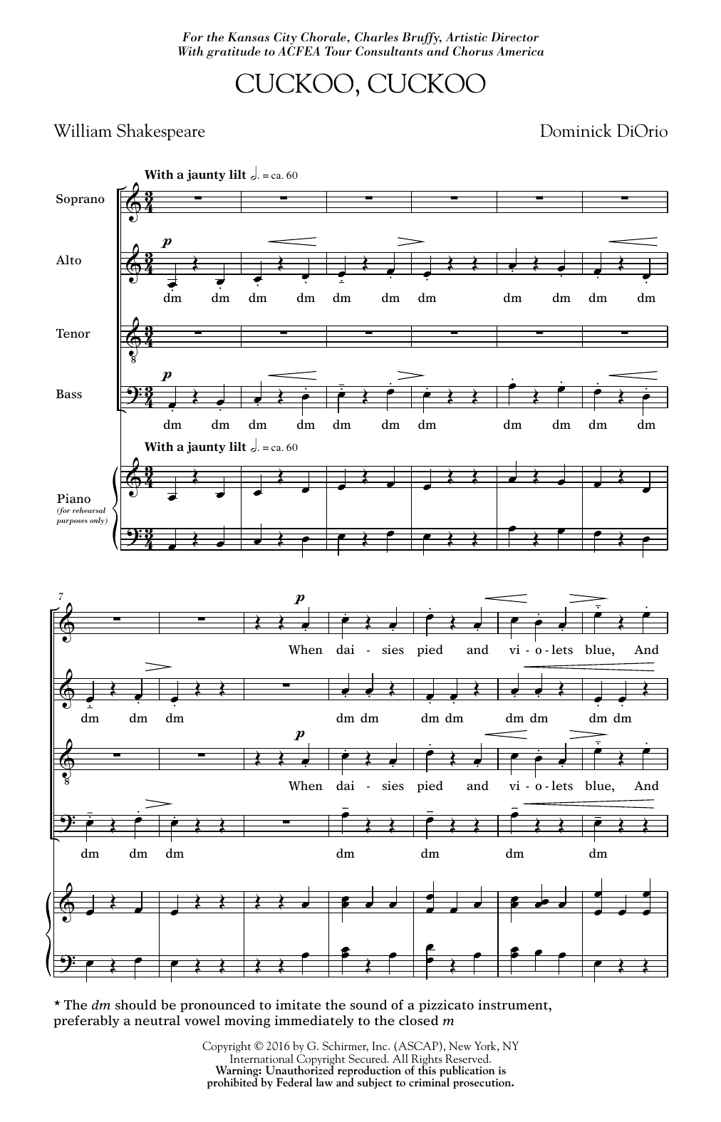 Download Dominick DiOrio Cuckoo Cuckoo Sheet Music and learn how to play SATB PDF digital score in minutes