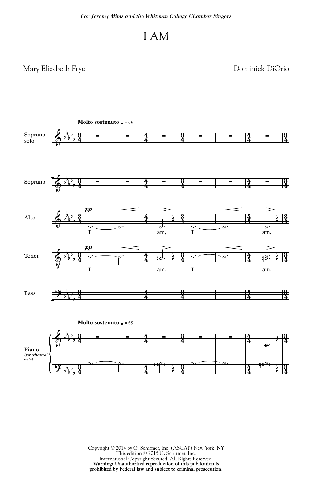 Download Dominick Diorio I Am Sheet Music and learn how to play SATB PDF digital score in minutes