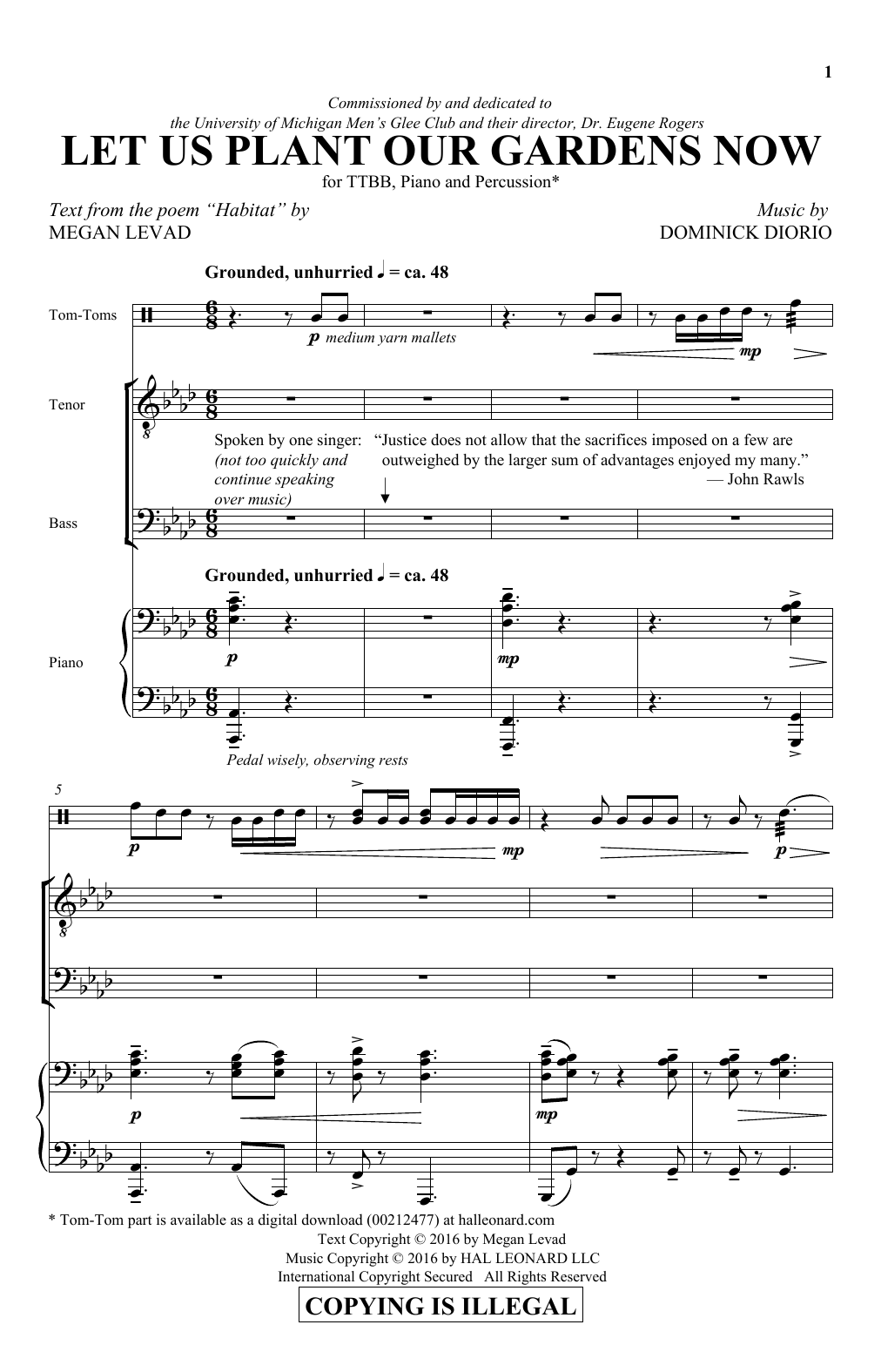 Download Dominick DiOrio Let Us Plant Our Gardens Now Sheet Music and learn how to play TTBB PDF digital score in minutes