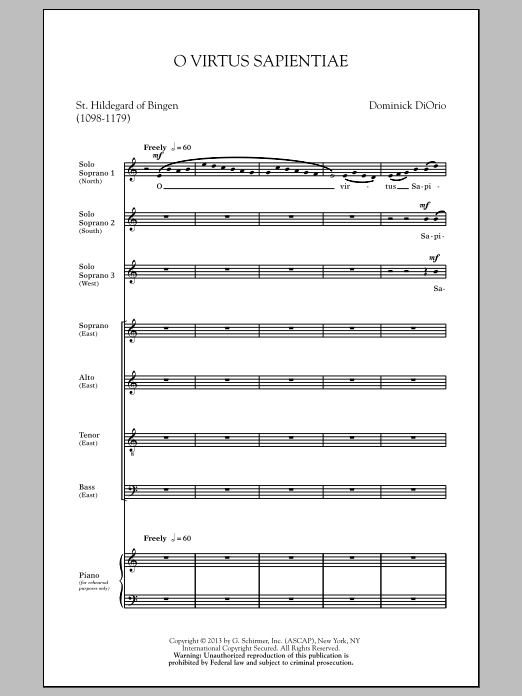 Download Dominick Diorio O Virtus Sapientiae Sheet Music and learn how to play SATB PDF digital score in minutes