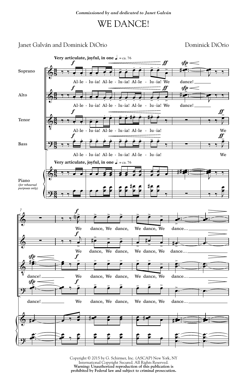 Download Dominick DiOrio We Dance Sheet Music and learn how to play SATB PDF digital score in minutes