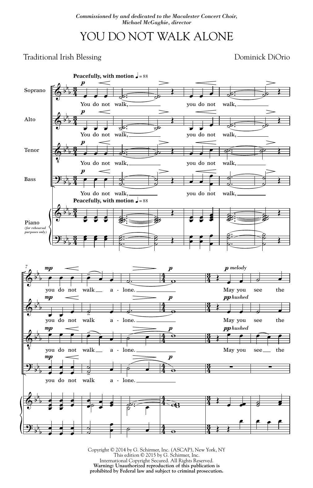 Download Dominick DiOrio You Do Not Walk Alone Sheet Music and learn how to play SATB PDF digital score in minutes