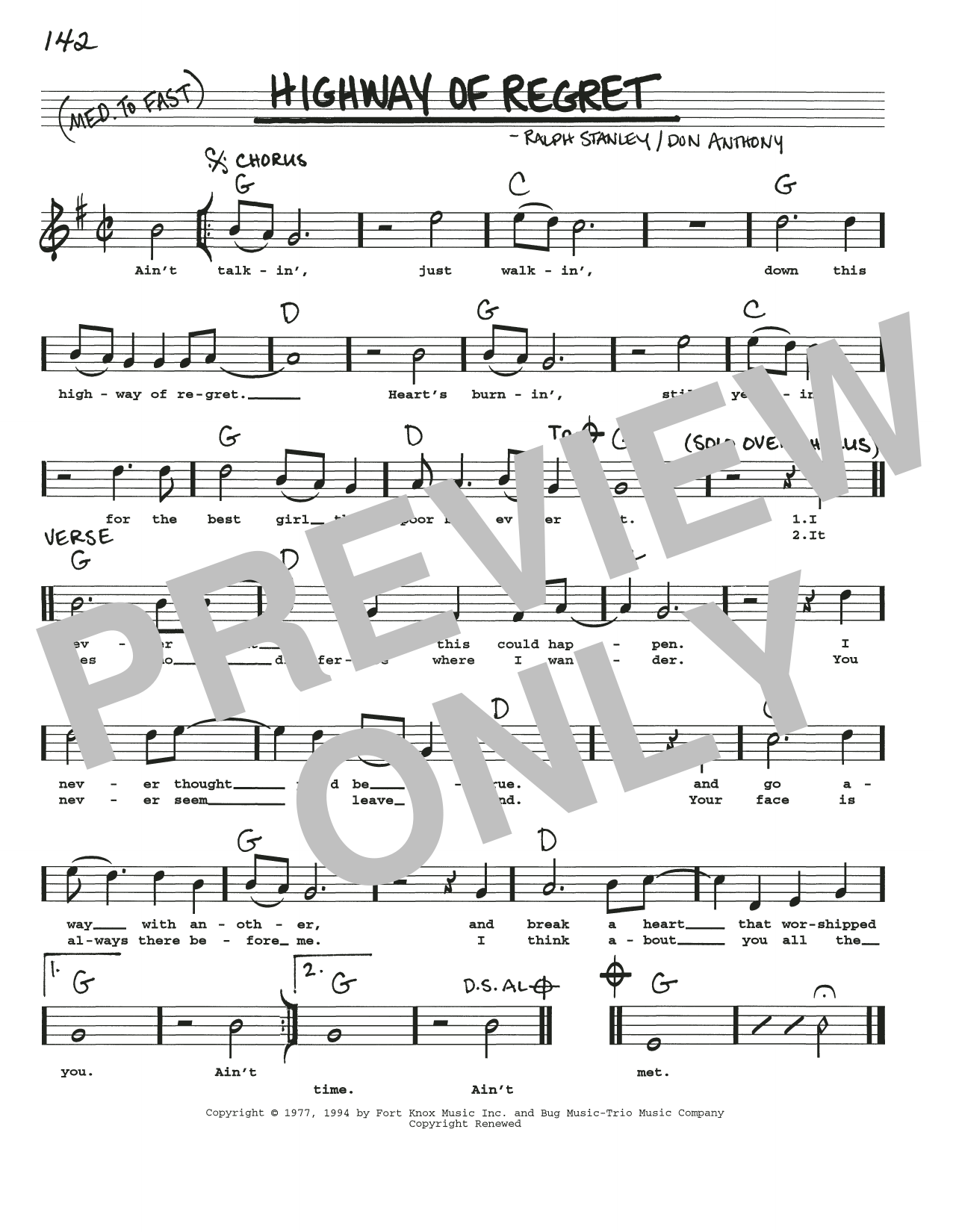 Download Don Anthony Highway Of Regret Sheet Music and learn how to play Real Book – Melody, Lyrics & Chords PDF digital score in minutes