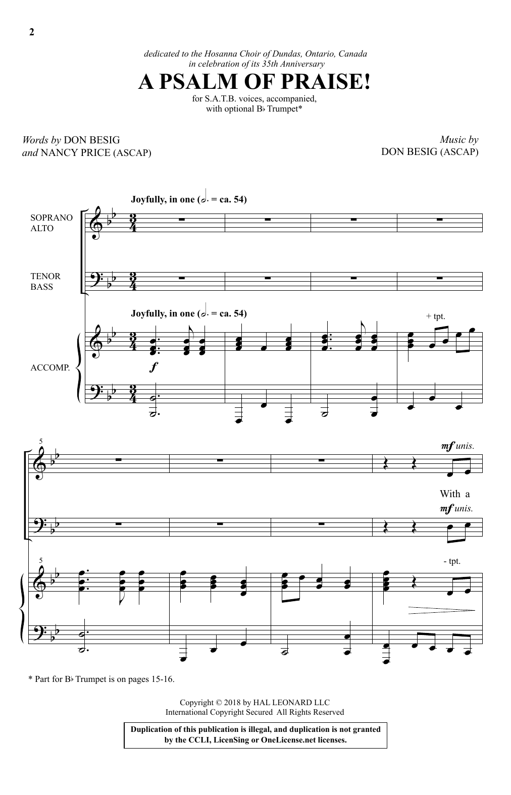 Download Don Besig A Psalm Of Praise! Sheet Music and learn how to play Choral PDF digital score in minutes