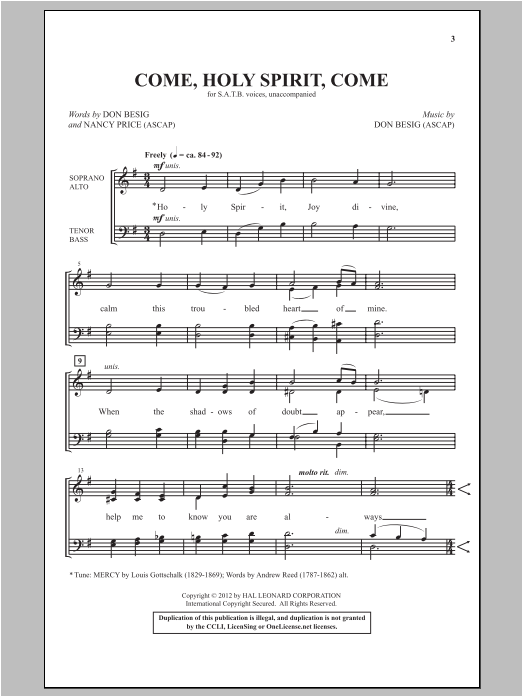 Download Don Besig Holy Spirit, Light Divine Sheet Music and learn how to play SATB PDF digital score in minutes