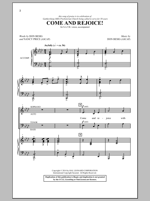 Download Don Besig Come And Rejoice! Sheet Music and learn how to play SATB PDF digital score in minutes